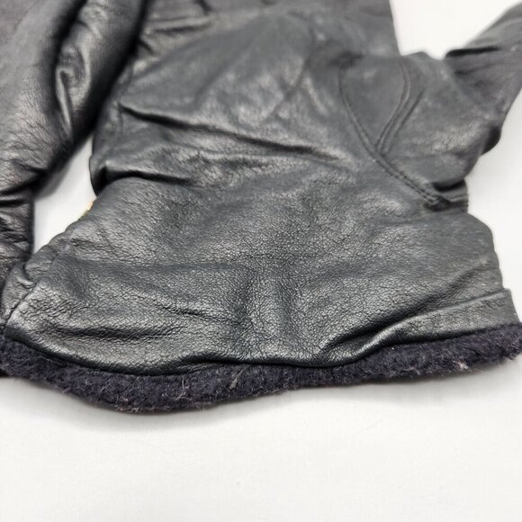 Perrin Paris Men's Black Leather Gloves Wrist Length Lined Lot of 2 M/L Fit - Picture 6 of 12